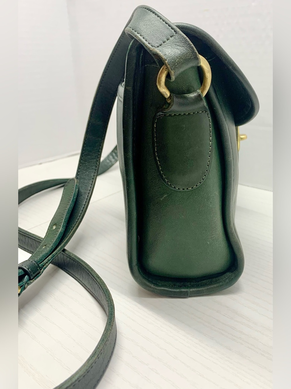 Coach Vintage Devon Bag 9908 Green Leather Turnlock USA Made - Picture 7 of 14